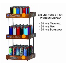 Bic Lighters 3 Tier Wooden Display