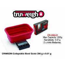 Truweigh Crimson Collapsible Bowl Digital Scale - 200g x 0.01g - Red