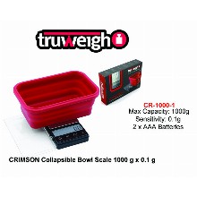 Truweigh Crimson Collapsible Bowl Digital Scale - 1000g x 0.1g - Red