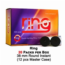 Ring Fast Burn Charcoal Rounds 38mm 20 Packs Per Box