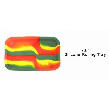 7 Inch Silicone Rolling Tray 3 Colored Stripes