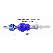 6 Inch Blue Nectar Collector 10 mm Mini With Quartz Nail