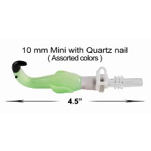 4.5 Green Flamingo Nectar Collector 10 mm Mini With Quartz Nail