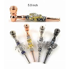 5 Inch Metal Insects Stones Hand Pipe