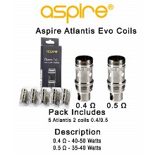 Aspire Atlantis Evo Coils 0.4 Ohm 0.5 Ohm