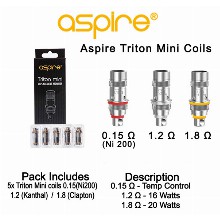 Aspire Triton Mini Coils 0.15 Ohm 1.2 Ohm 1.8 Ohm