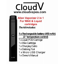 Alien Vaporizer 2 In 1 For Wax And Liquid Cartridges 450 Mah