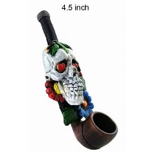 4.5 Inch Skull Head Wooden Pipe