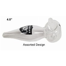 4 Inch Black And White Logo Glass Pipe