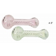 4 Inch Pink And Green Glass Hand Pipe