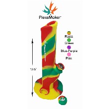 10.5 Inch Piecemaker Rasta Silicone Straight Shooter With Removable Cap