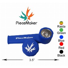 3.5 Inch Piecemaker Silicone Blue Hand Pipe With Removable Cap