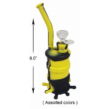 8.0 Inch Black And Yellow Silicone Water Pipe