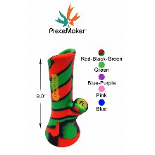 8.0 Inch Piecemaker Red black green Kali Silicone Bong With Removable Cap
