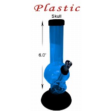 6 Inch Blue Plastic Skull Bong