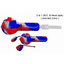 2 In 1 Red white blue Silicone Nectar Collector And Hand Pipe