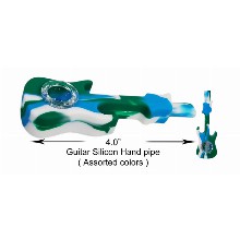 4.0 Inch White green blue Guitar Silicone Hand Pipe