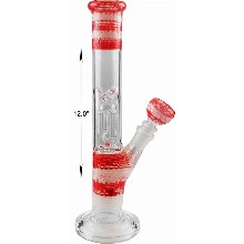 12 Inch Red Percolator Straight Shooter Water Pipe