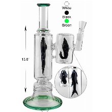 13 Inch Straight Shooter Water Pipe With Black Fish