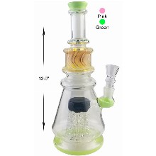 12 Inch Green gold Percolator Water Pipe