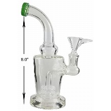 8 Inch Clear And Green Percolator Water Pipe