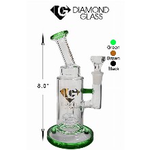 8 Inch Green Diamond Glass Straight Shooter Water Pipe