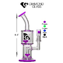 8 Inch Purple Double Percolator Straight Shooter Dab Rig With Hints Of Purple