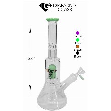 10 Inch Green Diamond Glass With Double Perc Beaker Water Pipe