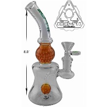 8 Inch Clear And Orange Perc Sci fi Glass Water Pipe