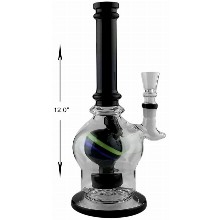 12 Inch Black blue green Perc Water Pipe