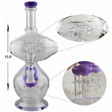 13 Inch Purple Double Perc Water Pipe