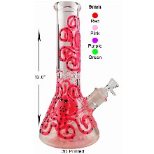 12 Inch Red Octopus Beaker Water Pipe