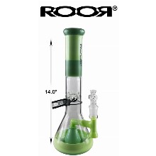 14 Inch Forest Green Roor Percolator Beaker Water Pipe