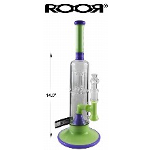 14 Inch Purple green Roor Double Perc Dab Rig