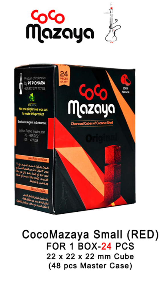 Coco Mazaya Smallred Charcoal Cubes 1 Box 24 Pcs 22mm