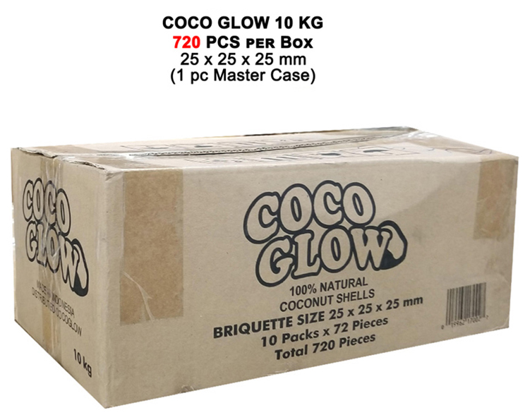 Coco Glow Slow Burn Charcoal 10 Kg 720 Pcs Per Box 25mm