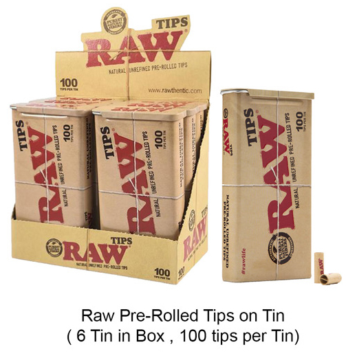 Raw Pre rolled Tips On Tin