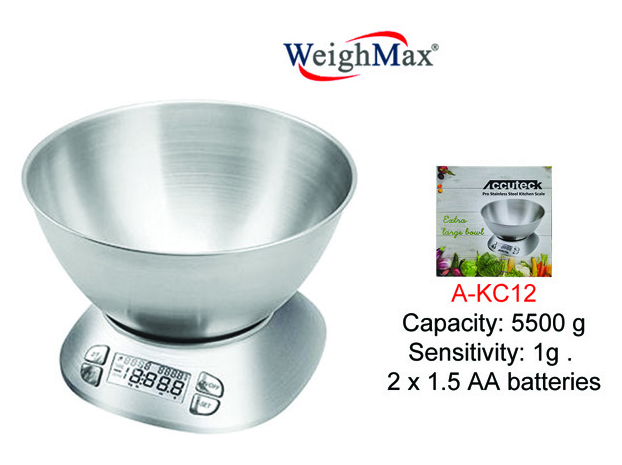 Weighmax Digital Kitchen Scale With Large Bowl A kc12