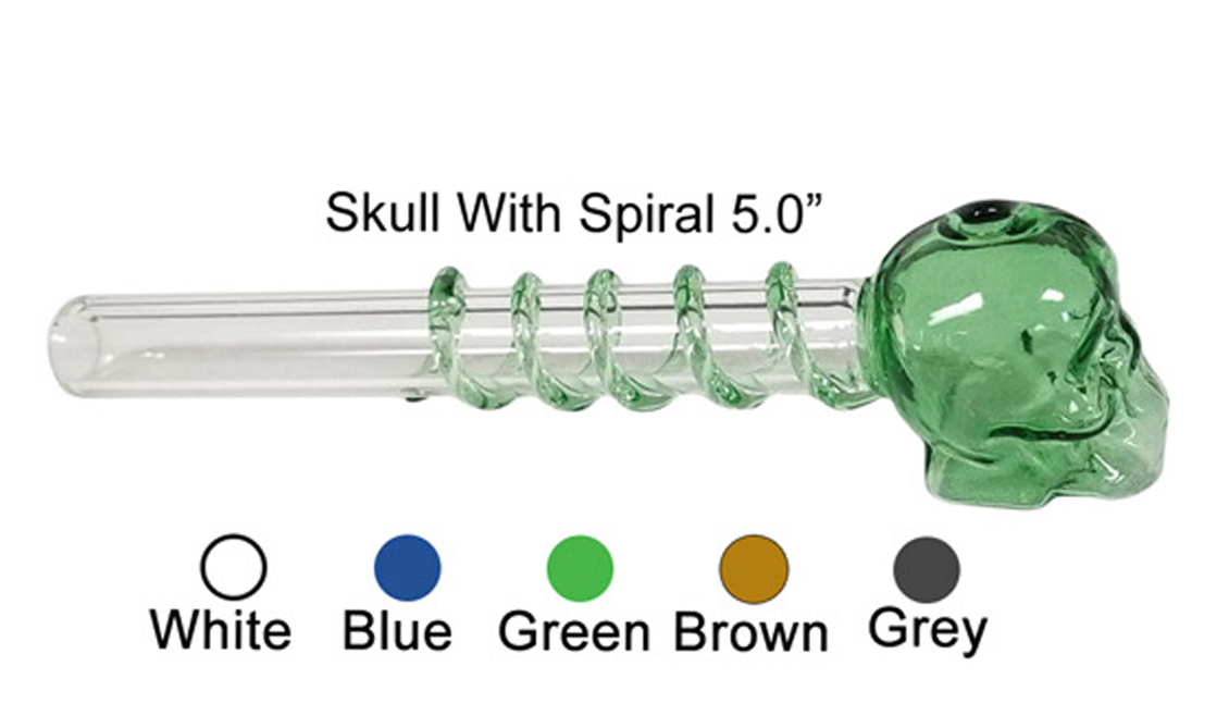 5 Inch Green Spiral Skull Oil Burner