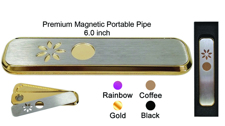 6 Inch Gold Black Rainbow Coffee Premium Magnetic Portable Pipe