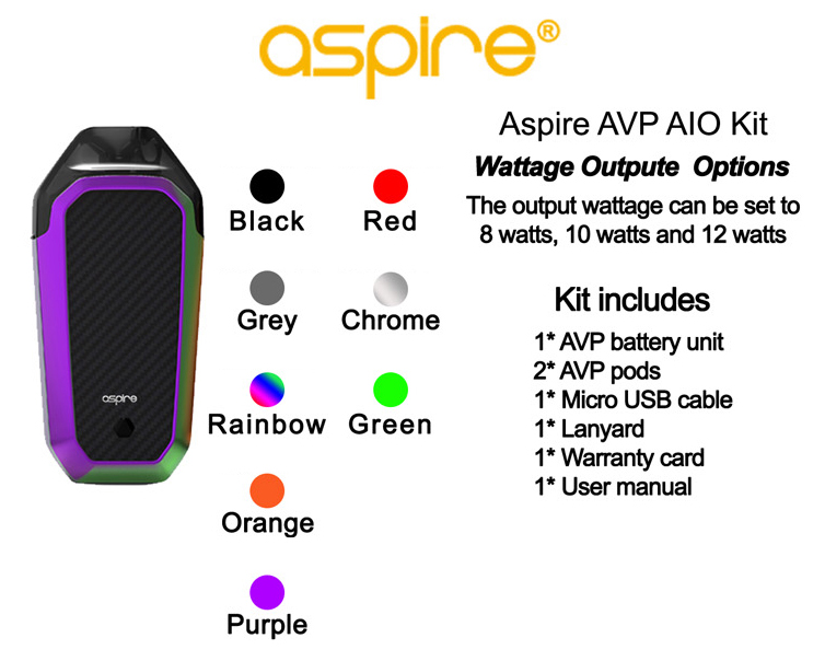 Aspire Avp Aio Kit Rainbow Color