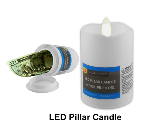 Led Pillar Candle Hidden Safe