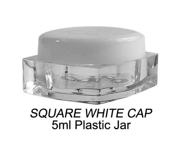 5ml Square White Cap Plastic Jar