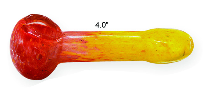 4 Inch Red yellow Glass Hand Pipe