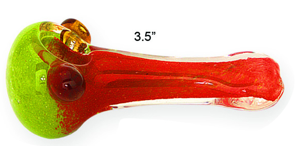 3.5 Inch Green Red Glass Hand Pipe