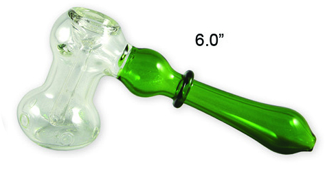 6 Inch Clear Green Bubbler