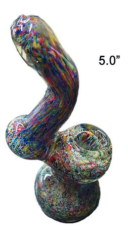 5 Inch Dark Blue green Glass Bubbler