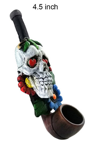 4.5 Inch Skull Head Wooden Pipe