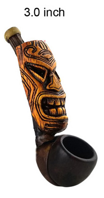 3 Inch Brown Totem Wooden Pipe