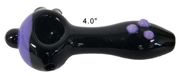 4 Inch Black And Purple Glass Hand Pipe